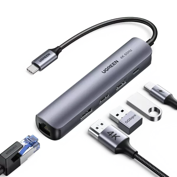 UGREEN 5 in1 USBC To 2x USB 3.0 A + HDMI + RJ45 + Power Delivery